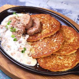 Драники со свининой и грибами